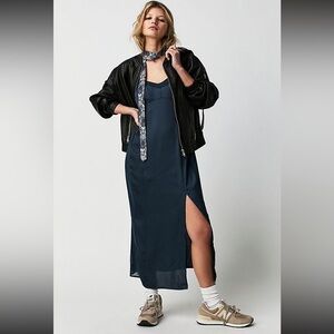NWOT Free People Intimately City Cool Midi Slip Dress Sweetheart Sheer  Neck S